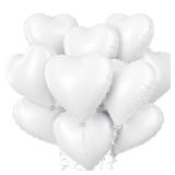 Biapian White Heart Balloons Helium, 10PCS White Foil Heart Shape Balloons Valentines 18inch Metallic White Foil Balloon for Helium Valentine Decorations for White Wedding, Brithday Party, Anniversary