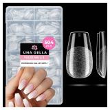 UNA GELLA Short Coffin Nails Tips, 504pcs No c Curve short Coffin Gel Press On Nails Pre Etched For Women Acrylic Nail Extension Full Cover Home Salon 12 Sizes