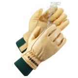 FEISHDEK Waterproof Winter Work Gloves for Men, Cowhide Warm Insulated Leather Working Glove in Cold Weather Heavy Duty (XX-Large, Deep Yellow)