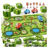 Bennol Toddler Toys Gifts for 2 3 4 5 Year Old Boys, 56pcs Jigsaw Puzzle Race Track Car Set for Kids Boys Toddlers 1-3 2-4 3-5 4-6, Puzzle Tracks Car Toys Gifts for 2 3 4 5 Year Old Boy Kid