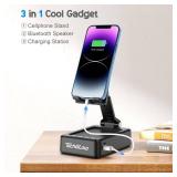 TechGlow Foldable Cellphone Stand with Bluetooth Speaker and Charging Function Birthday Gifts for Men Women Mother Father Boy Girl Teens Cool Tech Gadgets