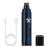 Casfuy Dog Nail Grinder Upgraded - Professional 2-Speed Electric Rechargeable Pet Nail Trimmer Painless Paws Grooming & Smoothing for Small Medium Large Dogs & Cats(Dark Blue)