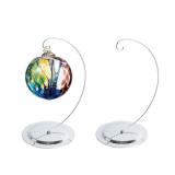 HOHIYA 2 Pcs 9.5 Inch Ornament Display Stand Holder Heavy Duty Base for Glass Terrarium Air Plant Halloween Christmas Twist Wire Max Loading 300g Chrome Silver Taiwan Made