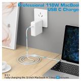 Furgor Mac Book Pro Charger - 118W USB C Charger Fast Charger Compatible with MacBook Pro, MacBook Air, M1 M2 M3 M4 M5, iPad pro, Samsung Galaxy and All USB-C Devices, 6.6ft Cable