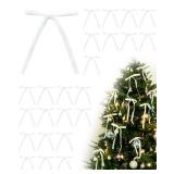 Velvet Christmas Tree Bows â 24 Pcs Holiday Bows (3/8\" Wide, 5x7) with Star Clips â Easy Hanging for Tree, Wreath, Gifts & DÃ©cor (White)