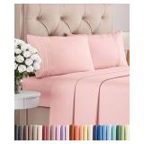 Queen Size 4 Piece Sheet Set - Comfy Breathable & Cooling Bed Sheets Set - Hotel Luxury Bedding for Women, Men, Kids, Teens, Boys & Girls - Deep Pockets, Soft and Wrinkle Free - Oeko-Tex - Baby Pink