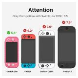 KIWIHOME Pink Case Compatible with Switch Lite, TPU Cover Hard Case Only with Thumb Grip Caps, Cute Case for Girls (Pink)