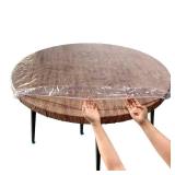 LIBERECOO Clear Round Fitted Vinyl Tablecloth for 49-56\" Diameter Tables - Heavy Duty Elasticized Table Cover Elastic Edged Plastic Table Cloth Protector