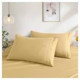 2 Pack Pillow Cases Standard Size, Microfiber Hotel Pillowcases Gold Pillow Covers Soft Breathable and Non Shrinking Envelope Pillow Shams 20\"X 26\"
