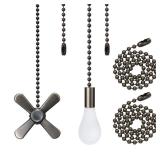 SmoTecQ Ultra Long Ceiling Fan Pull Chain Extender, Embedded with Decorative Frosted Glass Bulb and Fan Cord for 3mm Beaded Ceiling Fans and Light Fixtures (Bronze)