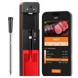 Smart Wireless Meat Thermometer with Ultra-Thin Probe, 6 Sensors Accuracy Digital Food Thermometer 0.5S Instant Read, IP67 Waterproof for BBQ, Grill, Smoker, Oven, Air Fryer,Black