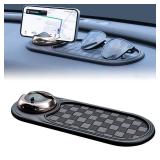 Universal Anti-Slip Car Dashboard Mat with 360Â° Rotating Phone Holder â Multi-Functional Organizer Pad for Phones, Sunglasses, Keys, and Daily Essentials (Gray Silver)