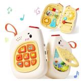 Jovow Baby Phone with Music for Toddler, Kids Sensory Busy Board, Early Educational Toy for Toddlers 1-3, Motor Skills Developmental Toy for 0-6-12-18 Month Age