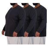 Real Essentials 3 Pack: Menâs Big & Tall Long Sleeve Dry-Fit Crew Neck T-Shirt - Gym Workout Athletic Running Tee, Set 2, 4XLT, Pack of 3