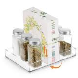 Acrylic Napkin Holder, Rotating Clear Napkin Dispenser for Salt and Pepper Holder Tray, Acrylic Tissue Box for Dining Table Decor, Kitchen, Bar, Restaurant