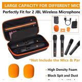 Wireless Microphone Case Compatible with JBL Wireless Two Microphone System, Dual Wireless Microphone Case for Party Box, Singing Karaoke for JBL Mic, Receiver, Adapter, AA Batteries-Orange (Box Only)