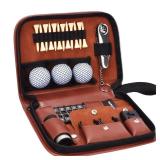 Jiskan Golf Gifts for Men and Women, Golf Accessories Set with Hi-End Case, Golf Balls, Rangefinder, Golf Tees, Brush, Multifunctional Divot Knife, Scorer, Golf Ball Clamp