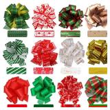 Lulu Home Christmas Colorful Assorted Pull Bows for Gift Wrapping, 24 PCS