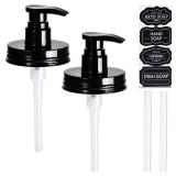 Amolliar Plastic Mason Jar Soap Dispenser Lids(2) - Universal Pump Replacement for Regular Mouth Jar - Long Tubes & Cute Lables -Farmhouse Decor for Kitchen, Bathroom, Dish Soap, Lotions, Hand Soap