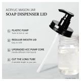 Amolliar Plastic Mason Jar Soap Dispenser Lids(2) - Universal Pump Replacement for Regular Mouth Jar - Long Tubes & Cute Lables -Farmhouse Decor for Kitchen, Bathroom, Dish Soap, Lotions, Hand Soap
