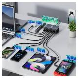 320W Fast Charging 8 Port USB C Charger Block, Multi-Device USB Charging Station Wall Desktop Charger with GaN â¢ Technology, USB-C Charger Adapter for MacBook/iPad/iPhone 16/Samsung Galaxy/DELL/H