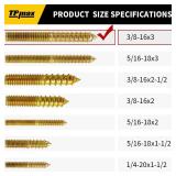TPmax 10 Pack 3/8-16 x 3 Inch Hanger Bolts Double Headed Bolts Self-Tapping Screw Hanger Bolts for Furniture (3/8-16\" x 3\")