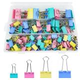 170 Pcs Binder Clips Assorted Sizes, Colored Large, Medium, Small Binder Paper Clips for Office Supplies, Home, School Document Organizing (Blue, Pink, Yellow, Green)