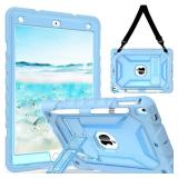 TIMISM Case with Shoulder Strap for iPad 6th / 5th Generation 9.7 inch (2018/2017), iPad Air 2 & 1st, iPad Pro 9.7 Case with Pencil Holder, Heavy Duty Shockproof Protective iPad Cover, Blue