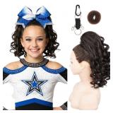 SEIKEA Cheer Ponytail Hair Piece, 14\" Curly Cheerleader Hairpiece Ponytail Extension for Cheerleader Competition, Dance Deep Brown