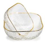 TOSSOW Square Glass Mixing Bowl Set of 2, Serving Bowls All Purpose Transparent Salad Bowls, for Fruit, Snacks, Sauces, Popcorn and More