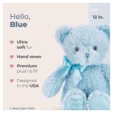 Bearington Blue Teddy Bear - 12\" Fluffy and Cuddly My First Teddy Bear Companion with Premium Plush and Soft Fur - Adorable Stuffed Animal for Baby Boy Gift for Babies, Toddlers and Kids