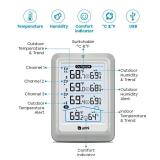 Indoor Outdoor Thermometer Wireless, 4.5 Inch Display Digital Hygrometer Thermometer Temperature Humidity Monitor with 330ft Range Sensor and Adjustable Backlight