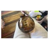 Round Amber Glass Vase