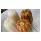 BUNDLED pkg. of 4-5.5\" Orange Pumpkin Wax Candle