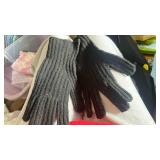 Black Ribbed Knit Winter Gloves