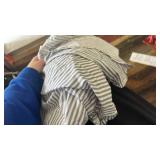 Queen Organic Percale Flat Sheet Charcoal/White Stripe