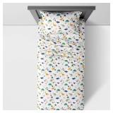 Dinosaur and Tropical Print twin fitted sheet and a pillow case