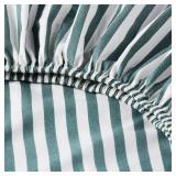 Green and White Striped Bedding Fabric-Twin/XL fitted.  And one green quilted pillow sham.