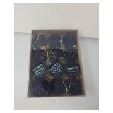 Christmas Ornaments Set of 12, 3.15\" Flocked Velvet Balls with Hand Painted Designs, Navy Blue Elegant Christmas Tree Decorations in Gift Box