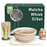 Maaacute Matcha Whisk Set with Matcha Bowl, Matcha Whisk Holder Matcha Bamboo Whisks, Scoop, Sifter, Unique Gifts for Women Men Girl Friend Home Kitchen Decor Gifts for Tea Enthusiasts Christmas