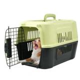 Fruggis Two-Door Dog Kennel with Top Opening  Plastic Dog Crate Porable for Pets up to 15 lbs  23  - Green & Black