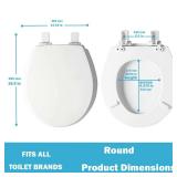 K-4639-RL-0 Round Toilet Seat Replacement for KOHLER 4639-RL-0 Round-Front Toilet Seat, Quiet-Close Lid and Seat, Countoured Seat, Bumpers and Installation Hardware, White