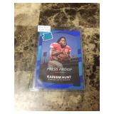 2017 Panini Donruss Football Blue Press Proof Kareem Hunt Kansas City Chief Rated Rookie Card