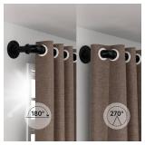 WORLD RODS 2PCS Black Curtain Rods 18 to 88 Inches,Adjustable Length,1 in Diameter Pipe,Wall or Ceiling Mounted,for Bedroom and Living Room (Black,18 to 88 2PCS)