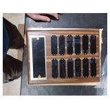 SHOP AWARDS AND GIFTS 9 x 12 Inch Perpetual Plaque Award Multiple Name Plate Board for Employee Appreciation, Recognition, Achievement, Walnut Finish with Black and Gold Header, 12 Name Plates