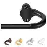 TVWOO Black Wrap Around Curtain Rods:5/8 Small Blackout Adjustable Window Curtain Rod for Bedroom Kitchen Apartment Renter Friendly,Room Darkening Curved Drapery Rods Easy Install,Matte Black 36-72