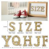 WILLBOND 37 Pieces Rhinestone Letter Stickers Large Glitter Alphabet Crystal Number Self Adhesive Bling Stickers Iron on Letters for Art Crafts Clothing DIY Decors(Gold, White,1.97 Inch)