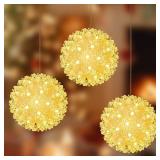 Brightown Outdoor Christmas Decorations-Starlight Sphere, Replaceable Bulbs with Add-On Plug,Lighted Sphere Balls for Trees Party Wedding Patio Indoor Decorations 5.5in-3pc 50 LED(Warm White)