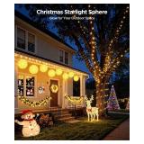 Brightown Outdoor Christmas Decorations-Starlight Sphere, Replaceable Bulbs with Add-On Plug,Lighted Sphere Balls for Trees Party Wedding Patio Indoor Decorations 5.5in-3pc 50 LED(Warm White)