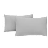 Jersey Knit Pillow Cases Standard/Queen Set of 2 - Grey Pillowcases with Ultra Soft T-Shirt Like Microfiber Blend - Envelope Closure & Suitable for Queen/Standard Pillows, Light Gray